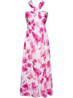 Women's Maxi Dress Purple Flowers Halter Neck Sleeveless A LINE Summer Comfort